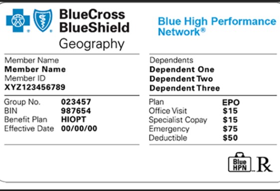 Eligibility annd benefits ID card sample #3