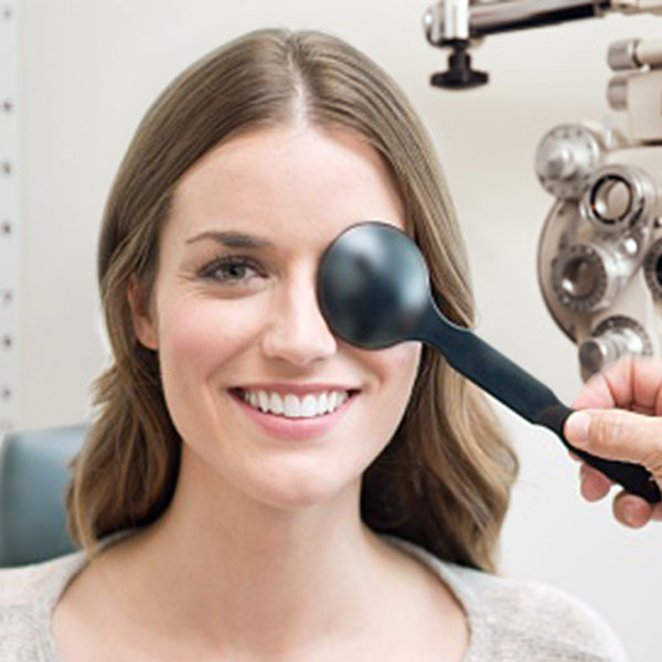 Woman getting eye care
