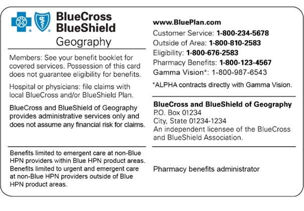 Eligibility annd benefits ID card sample #4