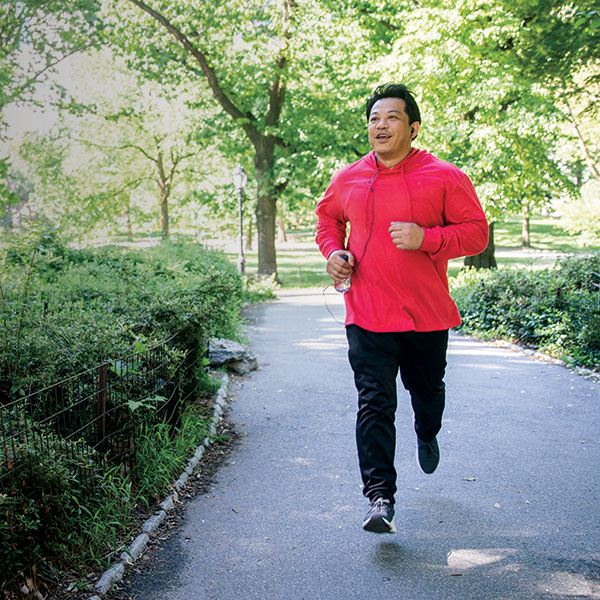 Man running in a park