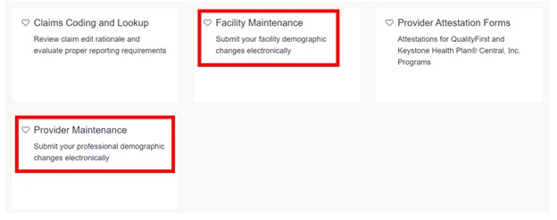 Facility maintenance and provider maintenance icons