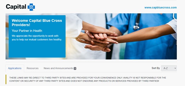 Provider application page